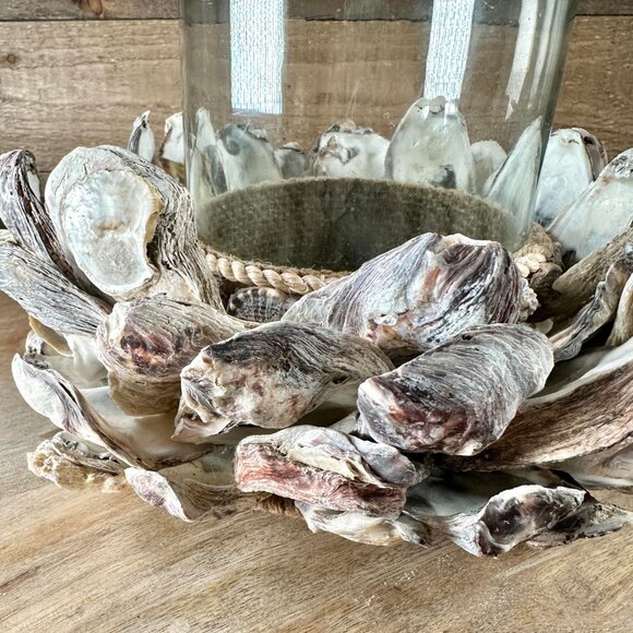 Large Philippines Oyster Shell Seashell Pillar Candle Holder Centerpiece Display - Picture 8 of 12